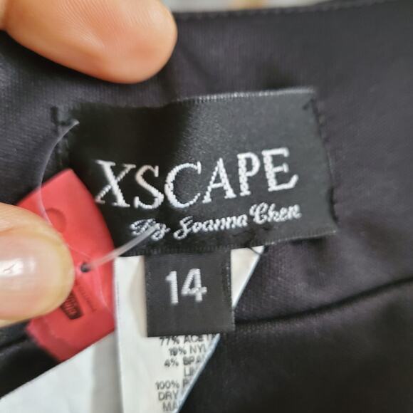 Xscape By Joanna Chen Black Sleeveless Ruched Midi Dress Size 14 - Picture 8 of 9